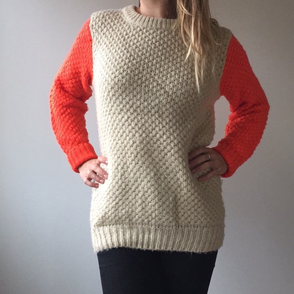 Anthropologie Chunky Colorblock Fall Knit Sweater